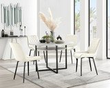 Adley Grey Concrete Effect Storage Dining Table & 4 Pesaro Black Leg Chairs - adley-round-grey-concrete-dining-table-4-cream-velvet-pesaro-black-chairs-set.jpg