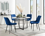 Adley Grey Concrete Effect Storage Dining Table & 4 Pesaro Black Leg Chairs - adley-round-gry-concrete-dining-table-4-navy-velvet-pesaro-blck-chairs-set.jpg