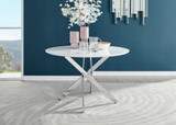 Novara Round White High Gloss and Silver Metal 4- 6 Seater Dining Table - novara-white-120-silver-chrome-modern-round-dining-table-2.jpg