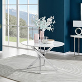 Novara Round White High Gloss and Silver Metal 4- 6 Seater Dining Table - novara-white-120-silver-chrome-modern-round-dining-table-1_nss.jpg