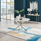 Novara Round White Marble Effect and Silver Metal 4-6 Seater Dining Table - novara-marble-120-silver-chrome-modern-round-dining-table-1-CROP.jpg