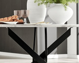 Novara Round White Marble Effect and Black Metal 4-6 Seater Dining Table - novara-marble-120-black-metal-modern-round-dining-table-4.jpg