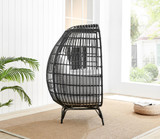 Black Rattan & Grey Garden Egg Chair Seat - Egg-chair-black-rattan-4.jpg