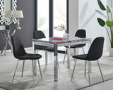 Enna White Glass Extending Dining Table and 4 Corona Silver Leg Chairs - enna-4-white-glass-extending-chrome-dining-table-4-black-leather-corona-silver-chairs.jpg