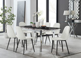 Enna Black Glass Extending Dining Table and 6 Corona Black Leg Chairs - enna-6-black-glass-extending-chrome-dining-table-6-white-leather-corona-black-chairs-set.jpg