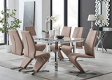 Enna White Glass Extending Dining Table and 6 Willow Chairs - enna-6-white-glass-extending-chrome-dining-table-6-beige-leather-willow-chairs-set_1.jpg