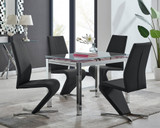 Enna White Glass Extending Dining Table and 4 Willow Chairs - enna-4-white-glass-extending-chrome-dining-table-4-black-leather-willow-chairs-set.jpg