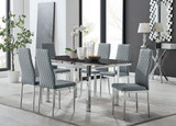 Enna Black Glass Extending Dining Table and 6 Milan Chairs - enna-6-black-glass-extending-chrome-dining-table-6-grey-leather-milan-chairs-set_1.jpg