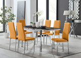 Enna Black Glass Extending Dining Table and 6 Milan Chairs - enna-6-black-glass-extending-chrome-dining-table-6-mustard-leather-milan-chairs-set_1.jpg