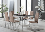 Enna Black Glass Extending Dining Table and 6 Milan Chairs - enna-6-blck-glass-extending-chrome-dining-table-6-beige-leather-milan-chairs-set_1.jpg