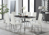 Enna Black Glass Extending Dining Table and 6 Milan Chairs - enna-6-blck-glass-extending-chrome-dining-table-6-white-leather-milan-chairs-set_1.jpg
