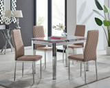 Enna White Glass Extending Dining Table and 4 Milan Chairs - enna-4-white-glass-extending-chrome-dining-table-4-beige-leather-milan-chairs-set.jpg