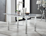 Enna White Glass Extending Dining Table and 4 Corona Gold Leg Chairs - enna-6-white-glass-contemporary-extending-chrome-dining-table-2_60.jpg