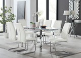 Enna White Glass Extending Dining Table and 6 Lorenzo Chairs - enna-6-white-glass-extending-chrome-dining-table-6-white-leather-lorenzo-chairs-set_1.jpg