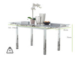 Enna White Glass Extending Dining Table and 6 Lorenzo Chairs - thumbnail_Enna 4 Dining Table White dimensions 70.jpg