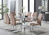 Enna White Glass Extending Dining Table and 6 Lorenzo Chairs - enna-6-white-glass-extending-chrome-dining-table-6-beige-leather-lorenzo-chairs-set_1.jpg