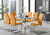 Enna White Glass Extending Dining Table and 6 Lorenzo Chairs - enna-6-white-glass-extending-chrome-dining-table-6-mustard-leather-lorenzo-chairs-set_1.jpg