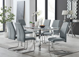 Enna White Glass Extending Dining Table and 6 Lorenzo Chairs - enna-6-wht-glass-extending-chrome-dining-table-6-grey-leather-lorenzo-chairs-set_1.jpg