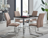 Enna Black Glass Extending Dining Table and 4 Lorenzo Chairs - enna-4-black-glass-extending-chrome-dining-table-4-beige-leather-lorenzo-chairs-set.jpg