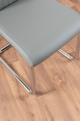 Enna Black Glass Extending Dining Table and 4 Lorenzo Chairs - 2-grey-lorenzo-modern-leather-dining-chairs-seats-chrome-8.jpg