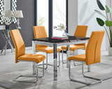 Enna Black Glass Extending Dining Table and 4 Lorenzo Chairs - enna-4-black-glass-extending-chrome-dining-table-4-mustard-leather-lorenzo-chairs-set.jpg