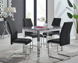 Enna White Glass Extending Dining Table and 4 Lorenzo Chairs - enna-4-white-glass-extending-chrome-dining-table-4-black-leather-lorenzo-chairs-set.jpg
