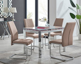 Enna White Glass Extending Dining Table and 4 Lorenzo Chairs - enna-4-white-glass-extending-chrome-dining-table-4-beige-leather-lorenzo-chairs-set.jpg