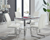 Enna White Glass Extending Dining Table and 4 Lorenzo Chairs - enna-4-white-glass-extending-chrome-dining-table-4-white-leather-lorenzo-chairs-set.jpg