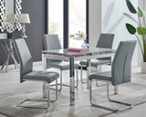 Enna White Glass Extending Dining Table and 4 Lorenzo Chairs - enna-4-white-glass-extending-chrome-dining-table-4-grey-leather-lorenzo-chairs-set.jpg