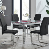 Enna White Glass Extending Dining Table and 4 Lorenzo Chairs - enna-4-wht-glass-extending-chrome-dining-table-4-black-leather-lorenzo-chairs-set-CROP.jpg