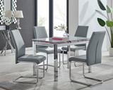 Enna White Glass Extending Dining Table and 4 Lorenzo Chairs - enna-4-wht-glass-extending-chrome-dining-table-4-grey-leather-lorenzo-chairs-set.jpg