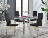 Enna White Glass Extending Dining Table and 4 Gold Leg Milan Chairs - enna-4-white-glass-extending-chrome-dining-table-4-black-leather-milan-gold-chairs-set.jpg