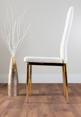 Enna White Glass Extending Dining Table and 4 Gold Leg Milan Chairs - white-modern-milan-dining-chair-leather-chrome-3-gold.jpg