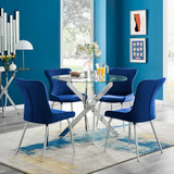 Novara Round Glass Dining Table & 4 Nora Silver Leg Chairs - novara-100-chrome-round-dining-table-4-blue-velvet-nora-silver-chairs-set-CROP.jpg