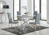 Lira 100 Extending Dining Table and 4 Gold Leg Milan Chairs - LIRA-100cm-4-seater-chrome-glass-square-dining-table-4-grey-leather-milan-gold-chairs-set.jpg