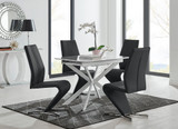 Lira 100 Extending Dining Table and 4 Willow Chairs - LIRA-100cm-4-seater-chrome-glass-square-dining-table-4-black-leather-willow-chairs-set.jpg