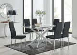 Lira 100 Extending Dining Table and 6 Milan Chrome Leg Chairs - LIRA-100cm-6-seater-chrome-glass-square-dining-table-6-black-leather-milan-chairs-set.jpg