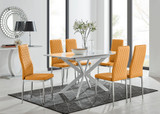 Lira 100 Extending Dining Table and 6 Milan Chrome Leg Chairs - LIRA-100cm-6-seater-chrome-glass-square-dining-table-6-mustard-leather-milan-chairs-set.jpg