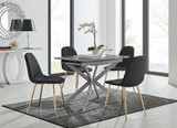 Lira 120cm Grey Metal Extending Dining Table & 4 Corona Gold Leg Chairs - lira-grey-100cm-4-high-gloss-square-dining-table-4-black-leather-corona-gold-chairs.jpg