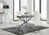 Lira 120cm Grey Metal Extending Dining Table & 4 Lorenzo Chairs - lira-grey-100cm-4-high-gloss-square-dining-table-4-white-leather-lorenzo-chairs-set.jpg