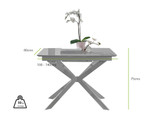 Lira 100cm Grey Metal Extending Dining Table & 6 Milan Gold Leg Chairs - Lira 4 Dining Table Grey Dimensions.jpg