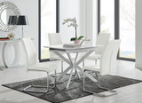 Lira 100 Extending Dining Table and 4 Lorenzo Chairs - LIRA-100cm-4-seater-chrome-glass-square-dining-table-4-white-leather-lorenzo-chairs-set.jpg