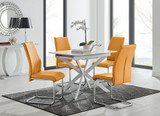 Lira 100 Extending Dining Table and 4 Lorenzo Chairs - LIRA-100cm-4-seater-chrome-glass-square-dining-table-4-mustard-leather-lorenzo-chairs-set.jpg