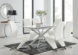 Lira 120 Extending Dining Table and 6 Willow Chairs - LIRA-100cm-6-seater-chrome-glass-square-dining-table-6-white-leather-willow-chairs-set.jpg