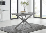 Lira 120cm Grey Metal Extending Dining Table & 6 Milan Gold Leg Chairs - lira-grey-120cm-6-seater-high-gloss-square-modern-dining-table-2.jpg