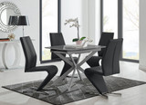 Lira 120cm Grey Metal Extending Dining Table & 4 Willow Chairs - lira-grey-100cm-4-seater-high-gloss-square-dining-table-4-black-leather-willow-chairs-set.jpg