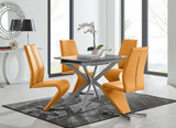 Lira 120cm Grey Metal Extending Dining Table & 4 Willow Chairs - lira-grey-100cm-4-high-gloss-square-dining-table-4-mustard-leather-willow-chairs-set.jpg