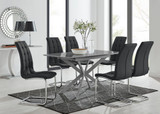 Lira 120cm Grey Metal Extending Dining Table & 6 Murano Chairs - lira-120cm-6-seater-high-gloss-square-dining-table-6-black-leather-murano-chairs-set.jpg
