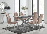 Lira 120cm Grey Metal Extending Dining Table & 6 Isco Chairs - lira-grey-120cm-6-seater-high-gloss-square-dining-table-4-beige-leather-isco-chairs-set.jpg