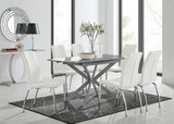 Lira 100cm Grey Metal Extending Dining Table & 6 Isco Chairs - lira-grey-120cm-6-seater-high-gloss-square-dining-table-4-white-leather-isco-chairs-set.jpg